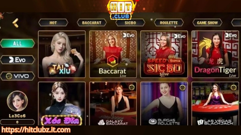 Các tựa game live casino HITCLUB hấp dẫn nhất