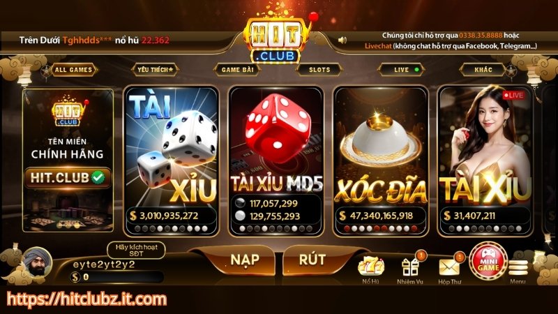 Xóc đĩa và tài xỉu là 2 trò chơi hấp dẫn nhất tại HITCLUB